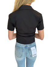 Saxon Short Sleeve Ruched Button Up