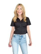 Saxon Short Sleeve Ruched Button Up
