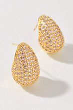 Rhinestone Metal Tear Drop Earrings