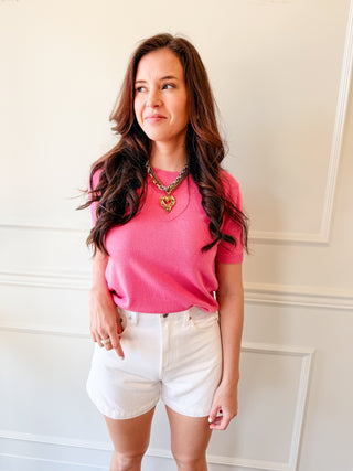 Macie Pink Knit Top by Lucy Paris