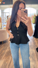 The Sutton Black Peplum Knit Top