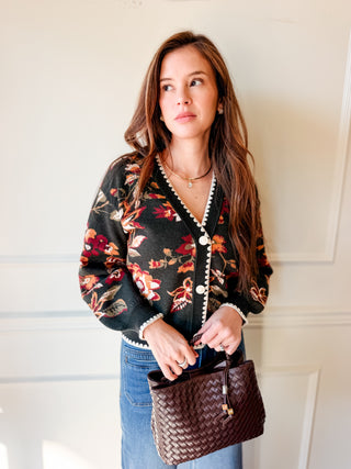 Willa Forest Floral Knit Cardigan
