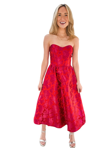 Duson Floral Bellar Strapless Midi Dress