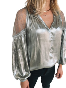 Simply Glamorous Silver Lace Blouse