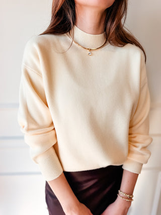 Elise Butter Yellow Mock Neck Sweater
