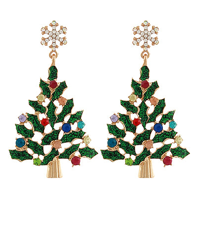 Jeweled Christmas Tree Earrings