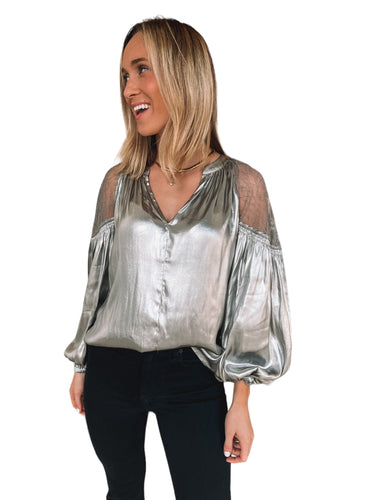 Simply Glamorous Silver Lace Blouse