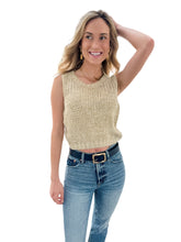 Eleny Taupe Gold Thread Knit Sweater Vest by Steve Madden