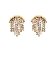 Arch & Rhinestone Chain Tassel Earrings