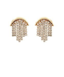 Arch & Rhinestone Chain Tassel Earrings