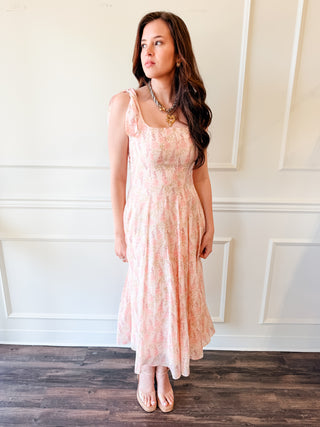 Skyla Pink Floral Midi Dress