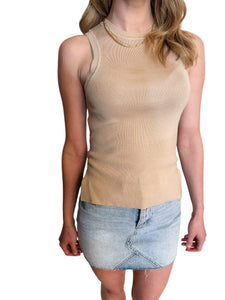 Simple Sophistication Taupe Knit Tank