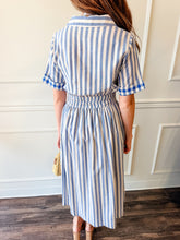 Evette Striped Short Sleeve Midi Dress by Adelyn Rae