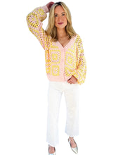 Crochet Cutie Pink/Lemon Cardigan