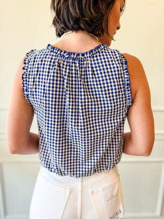 Blue Ribbon Gingham Picnic Top