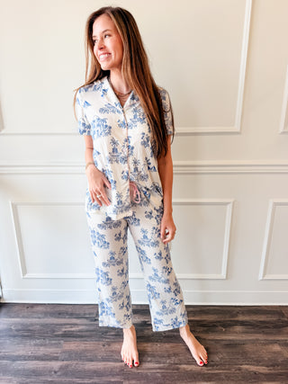 Charleston Toile Cotton Swiss Dot Crop PJ Set