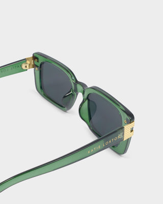 Malibu Rectangle Sunglasses Transparent Green by Katie Loxton