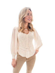 Mixed Media Crochet Blouse