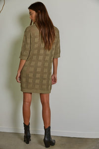 Carmena Olive Crochet Dress