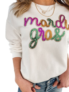 Parade Time Mardi Gras Sequin Sweatshirt