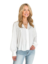 White Piped Long Sleeve Blouse by Reset by Jane