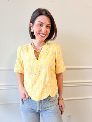 Eleanor Yellow Scallop Top by Adelyn Rae