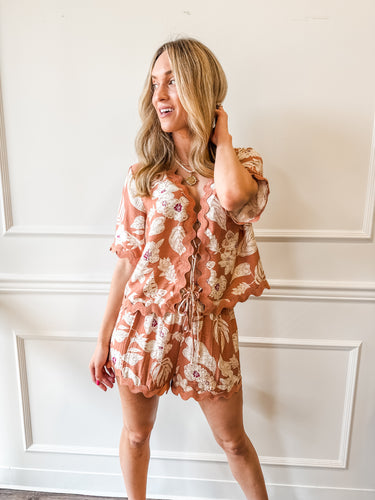 Karina Scalloped Tie Front Top by Adelyn Rae