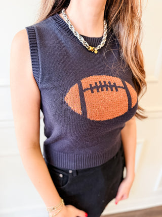 The Sunday Kickoff Sweater Vest- Black