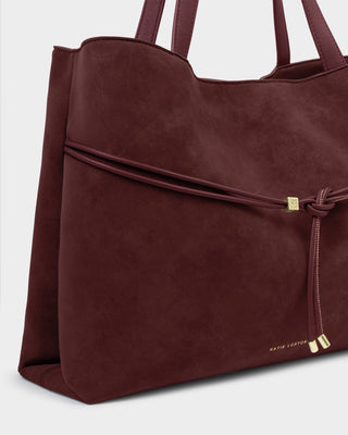 Lori Tote Bag in Cherry Suedette by Katie Loxton