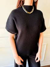 The Addison Black Ribbed Mock Neck Top