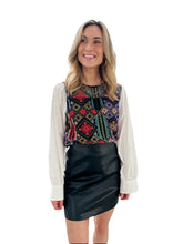 Shirt of Many Colors Embroidered Patchwork Blouse