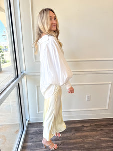 Eloine Soft Yellow Satin Midi by JiJi