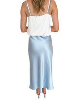 Simply Sleek Blue Satin Midi Skirt