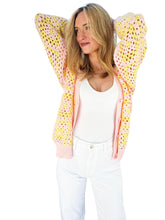 Crochet Cutie Pink/Lemon Cardigan