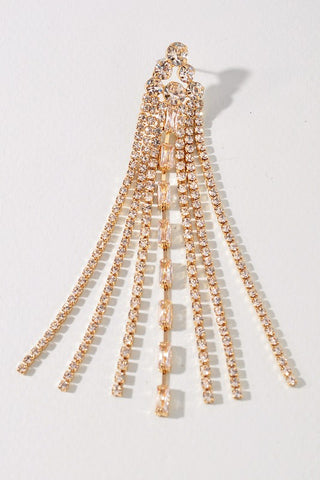 Rhinestone Fringe Crystal Baguette Tassel Earrings