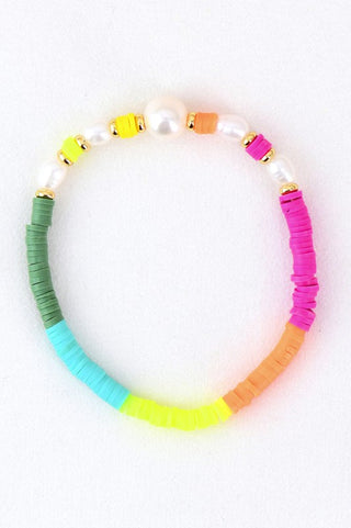 Multicolored Disc Bead Pearl Bracelet