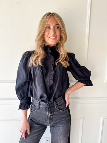 Midnight Muse Ruffle Blouse