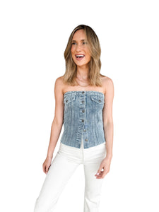 Azel Denim Top by Velvet Heart