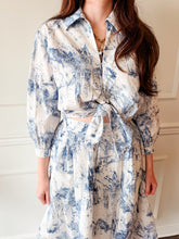 Coastal Toile Tie Blouse