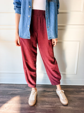 Palmer Burgundy Barrel Pants