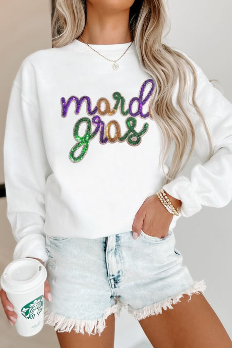 Parade Time Mardi Gras Sequin Sweatshirt