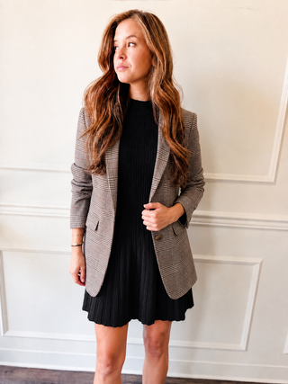 Black Day to Night Pleated Mini Dress