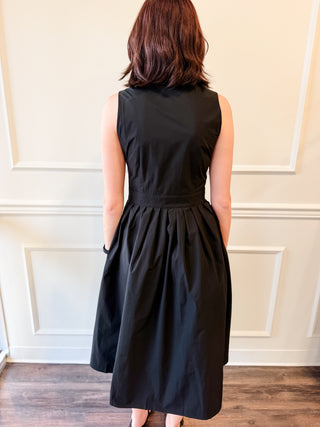 The Sinclair Button-Front Midi Dress – Black