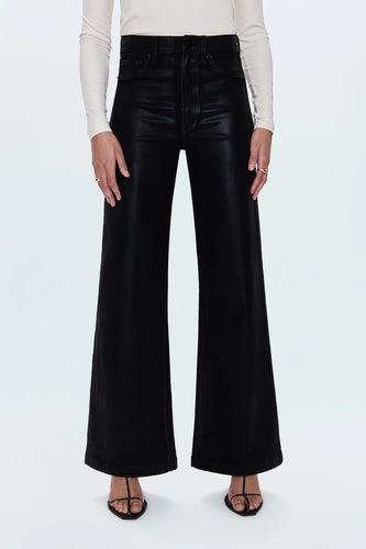Lana High Rise Ultra Wide Leg in Coated Noir by Pistola