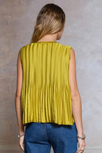 Current Air Chartreuse Luxe Pleated Top