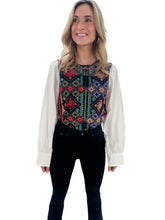 Shirt of Many Colors Embroidered Patchwork Blouse