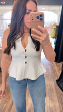 The Sutton White Peplum Knit Top