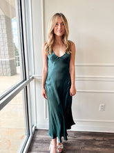 Gina Teal Satin Dress