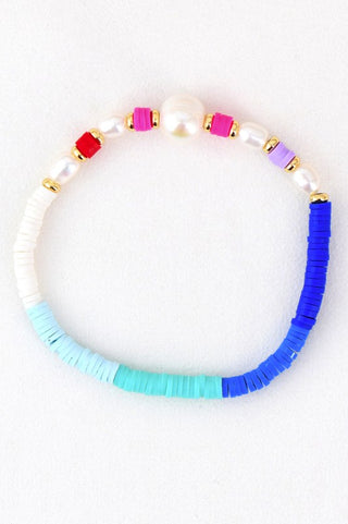 Multicolored Disc Bead Pearl Bracelet