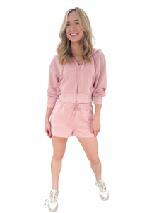 Softer than Soft Dusty Pink Hoodie Short Set